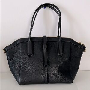J. Crew Black Leather Tote with Gold Hardware